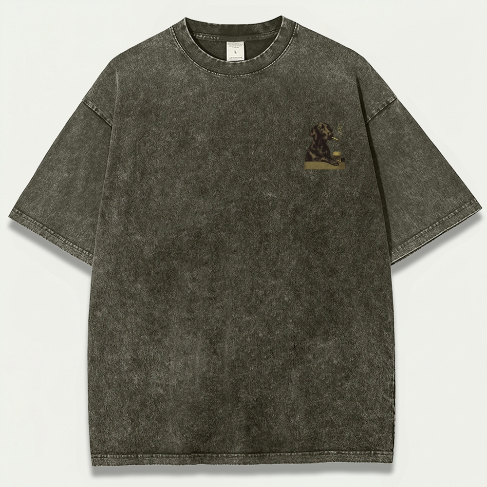 Dog Smoking Beer Vintage Organic Cotton Trail Tee
