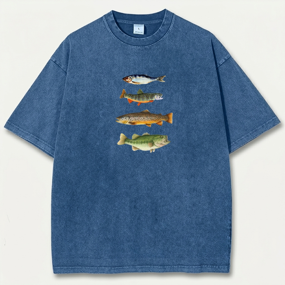 Fish Stack Vintage Organic Cotton Trail Tee