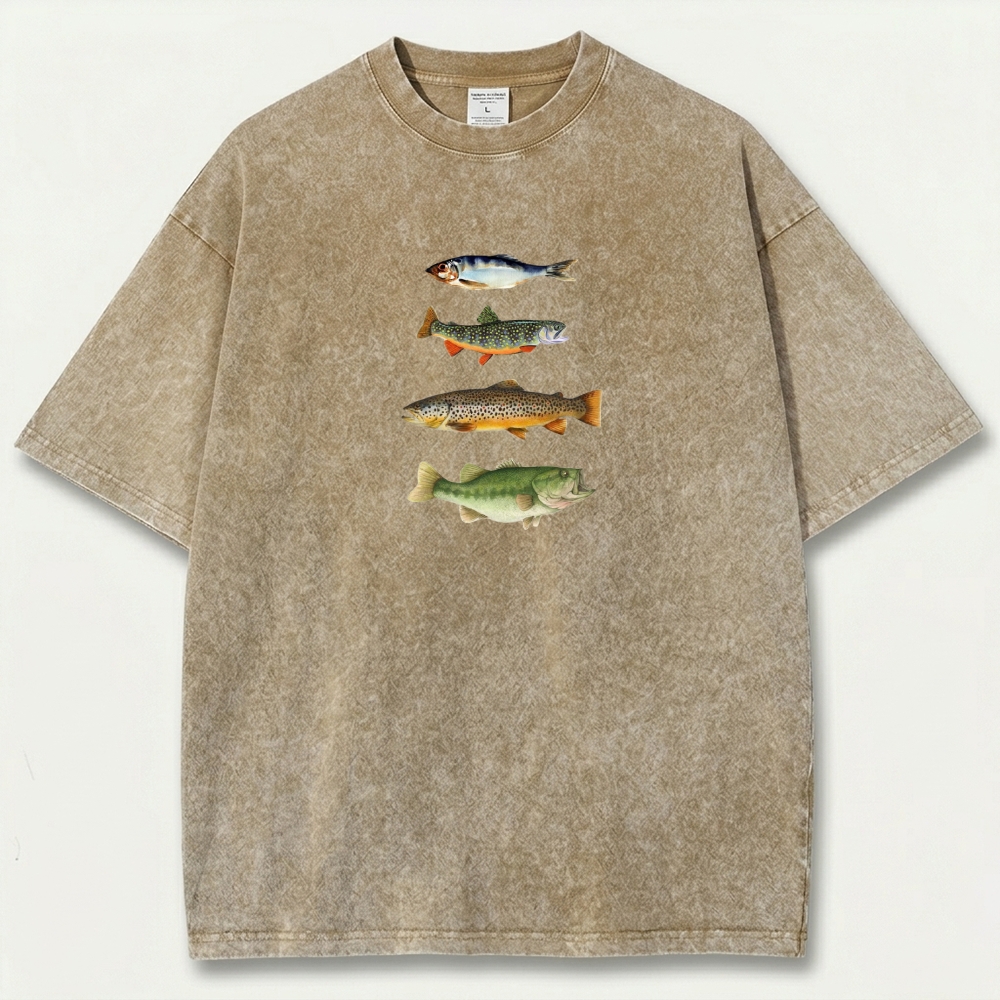 Fish Stack Vintage Organic Cotton Trail Tee