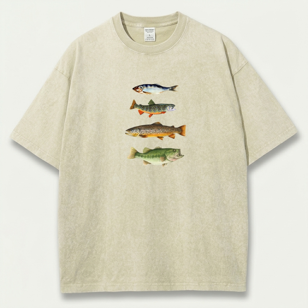 Fish Stack Vintage Organic Cotton Trail Tee