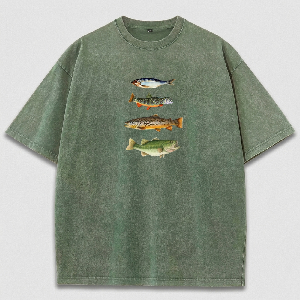 Fish Stack Vintage Organic Cotton Trail Tee