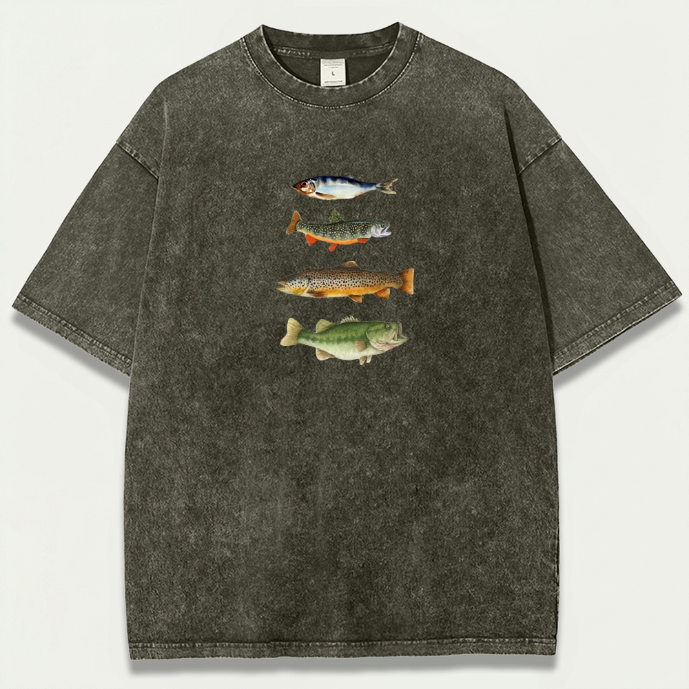 Fish Stack Vintage Organic Cotton Trail Tee