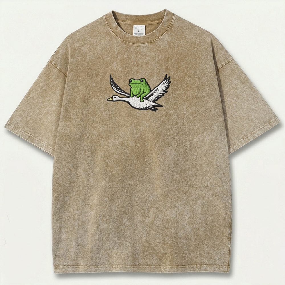 Frog Riding Duck Vintage Organic Cotton Trail Tee