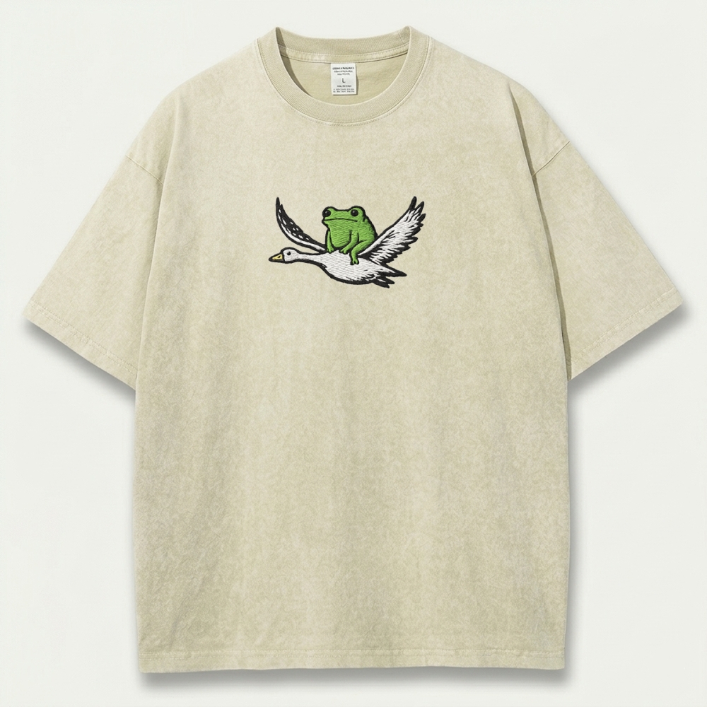 Frog Riding Duck Vintage Organic Cotton Trail Tee