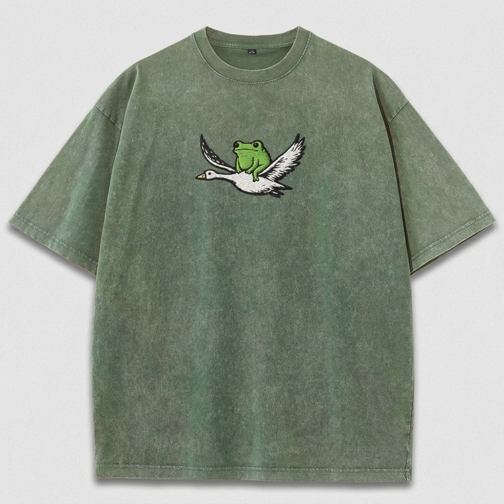 Frog Riding Duck Vintage Organic Cotton Trail Tee