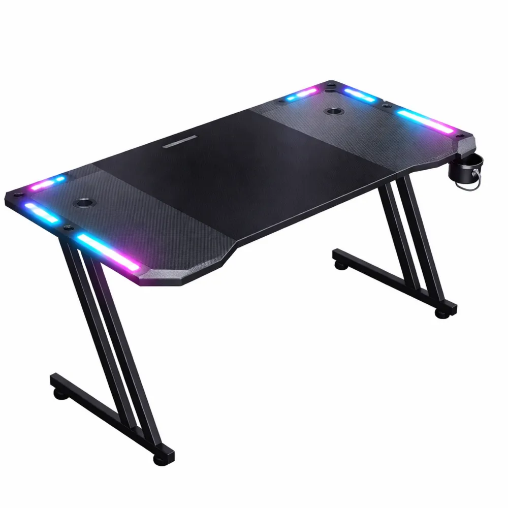 Bureau de Jeu Ergonomique avec Éclairage LED et Accessoires