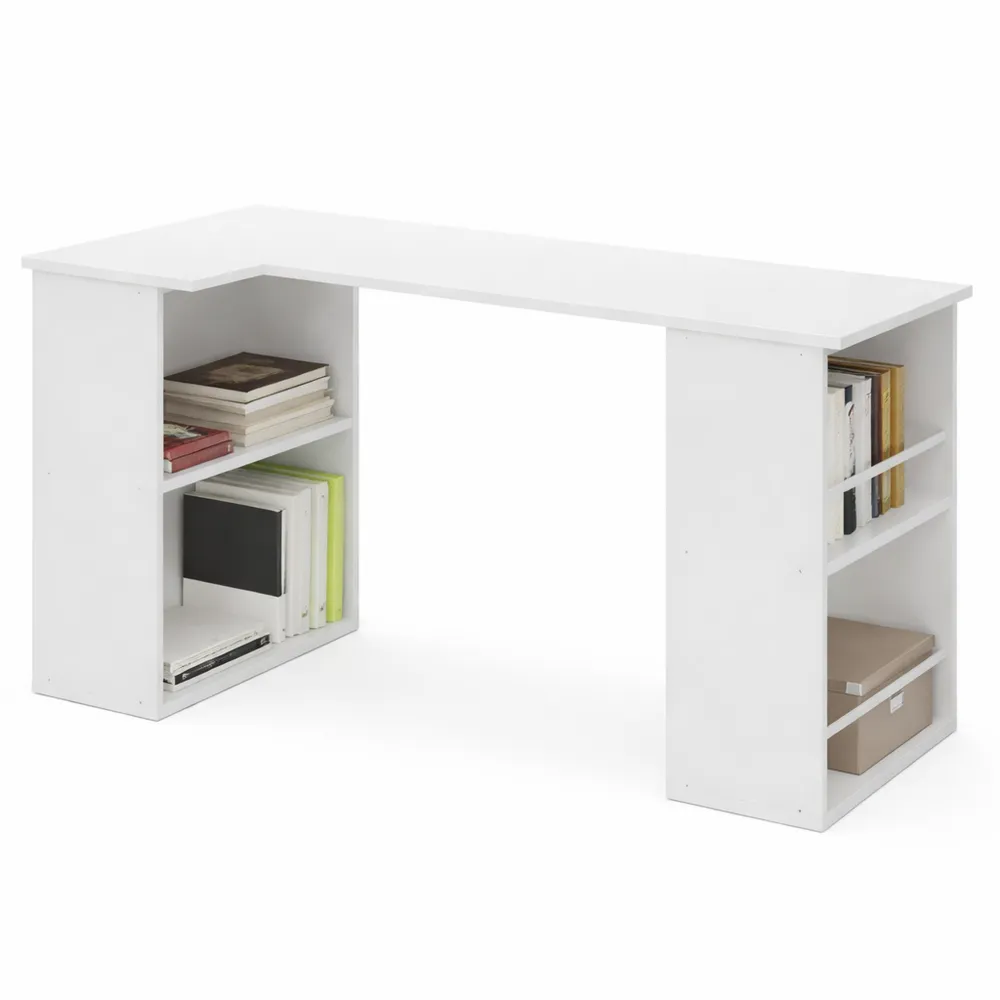 Table de Travail Réversible avec Casiers de Rangement Blanc