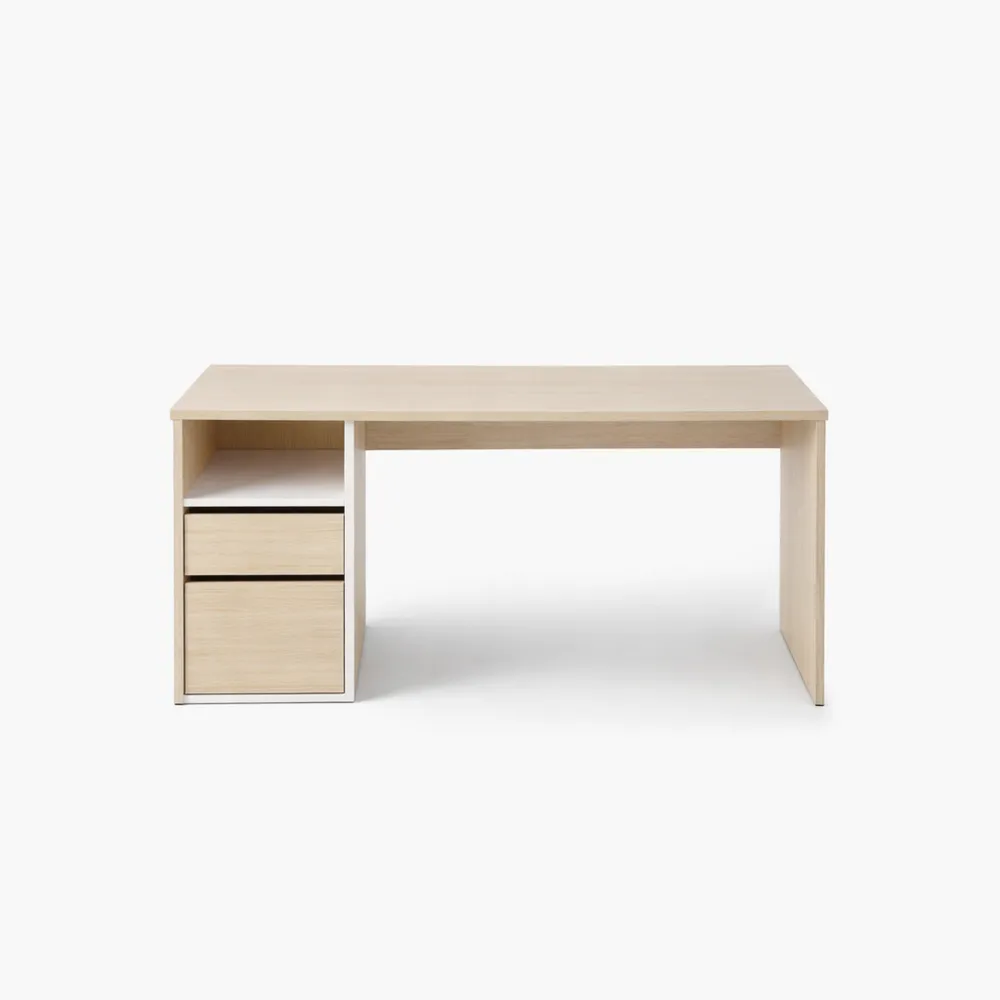 Bureau d'angle multifonction pour bureau ou chambre, 139x92x75 cm, blanc et chêne