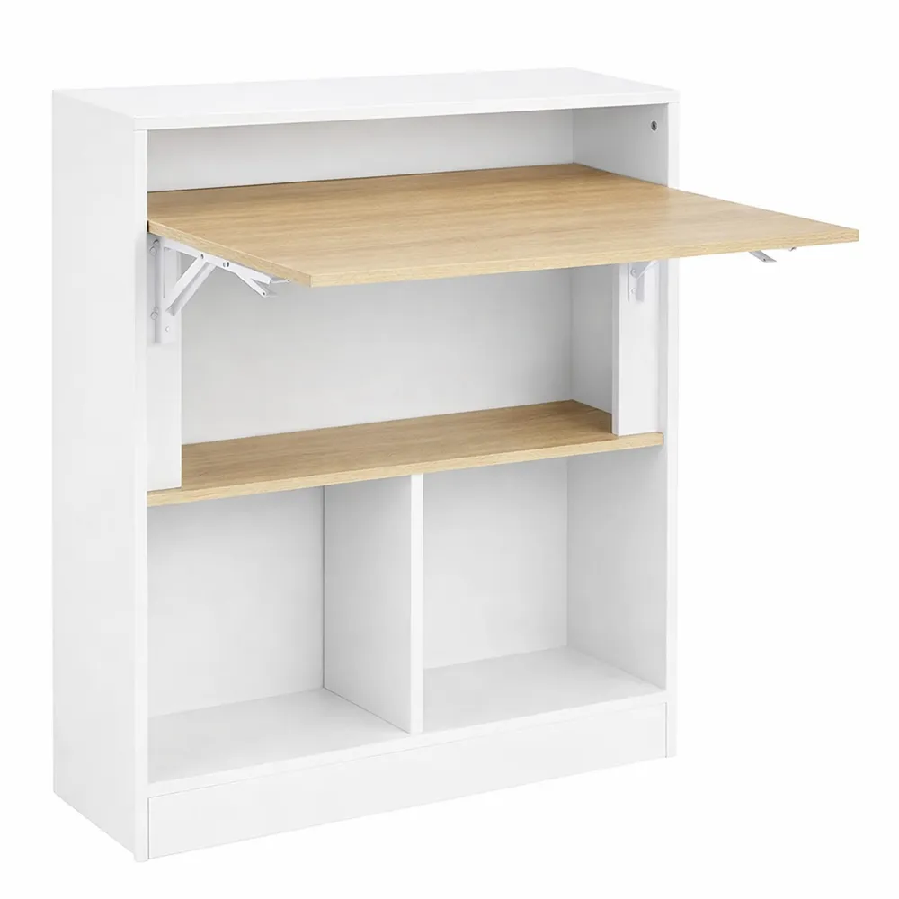 Bureau Compact avec Plateau Rabattable et Rangement