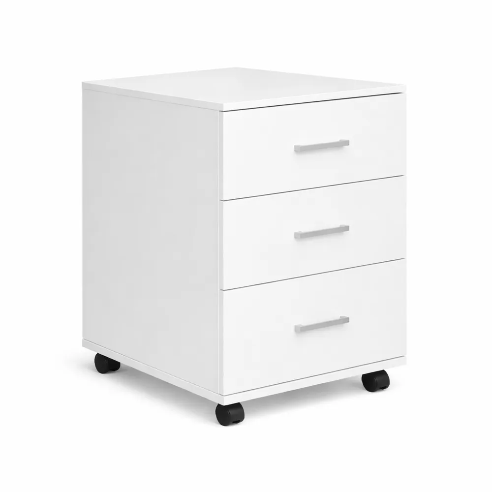Meuble de Rangement Mobile à 3 Tiroirs Verrouillables 40 x 40 x 61,5 cm Blanc