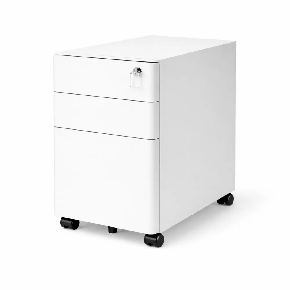 Caisson de bureau avec tiroirs verrouillables en métal, blanc, 46 x 30 x 59,2 cm