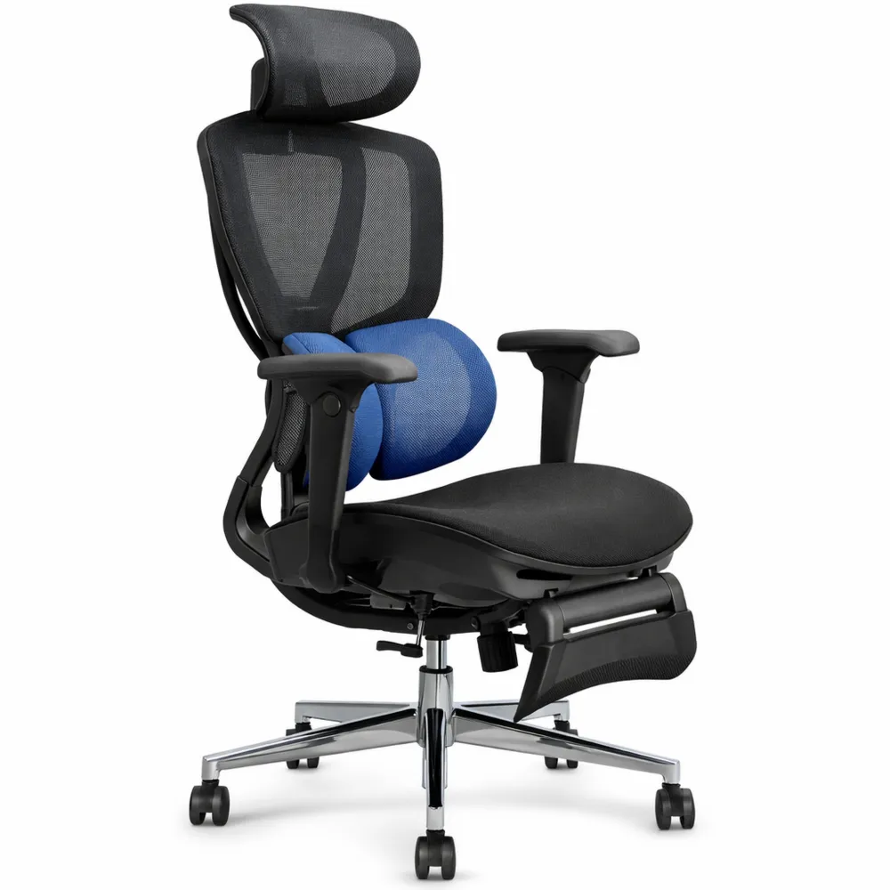 Chaise de Bureau Ergonomique avec Repose-Pieds et Support Lombaire