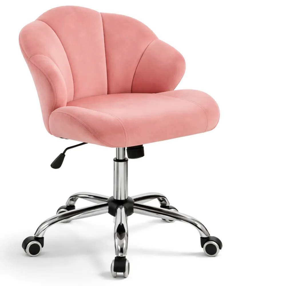 Chaise pivotante ergonomique avec dossier en velours, réglable en hauteur, pour bureau ou salon, charge maximale 136 kg