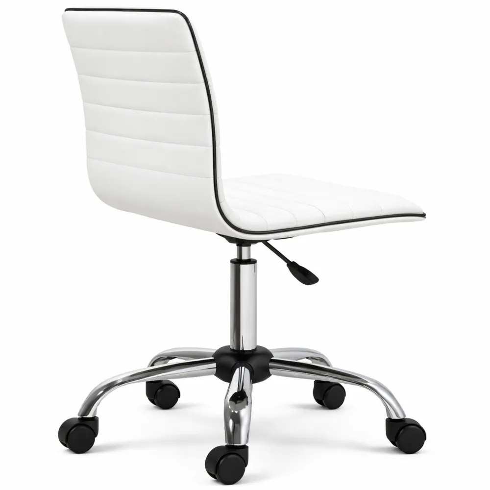 Chaise Ergonomique Pivotante en Similicuir, Dossier et Assise Rembourrés, Hauteur Réglable