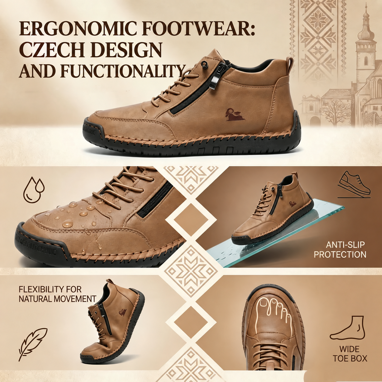 LAST DAY🔥 50% off –FREE SHIPPING Don't miss out! Calfskin orthopedic shoes – durable, slip-resistant & waterproof. Arch support & pain relief. Unisex.