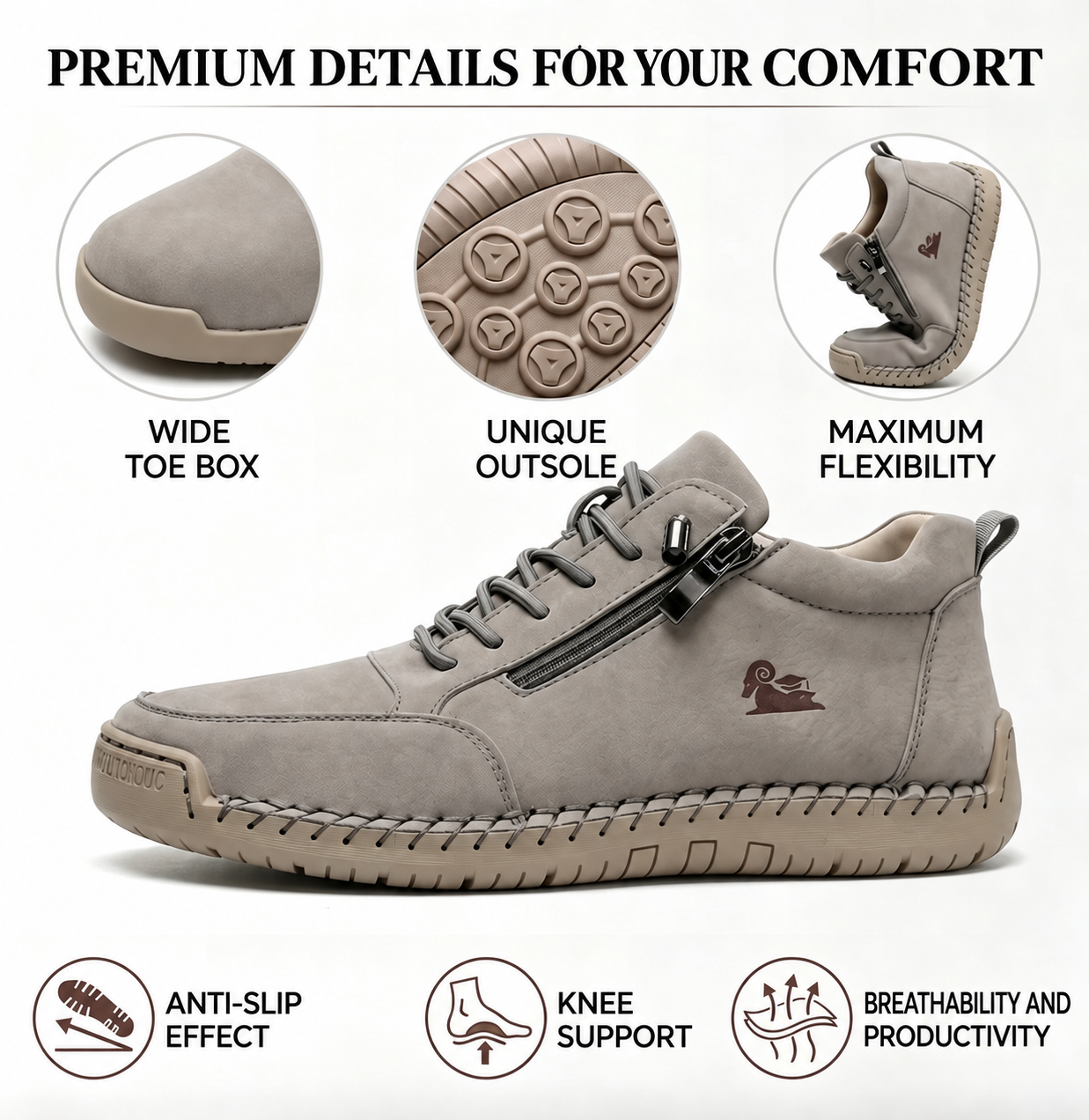 LAST DAY🔥 50% off –FREE SHIPPING Don't miss out! Calfskin orthopedic shoes – durable, slip-resistant & waterproof. Arch support & pain relief. Unisex.