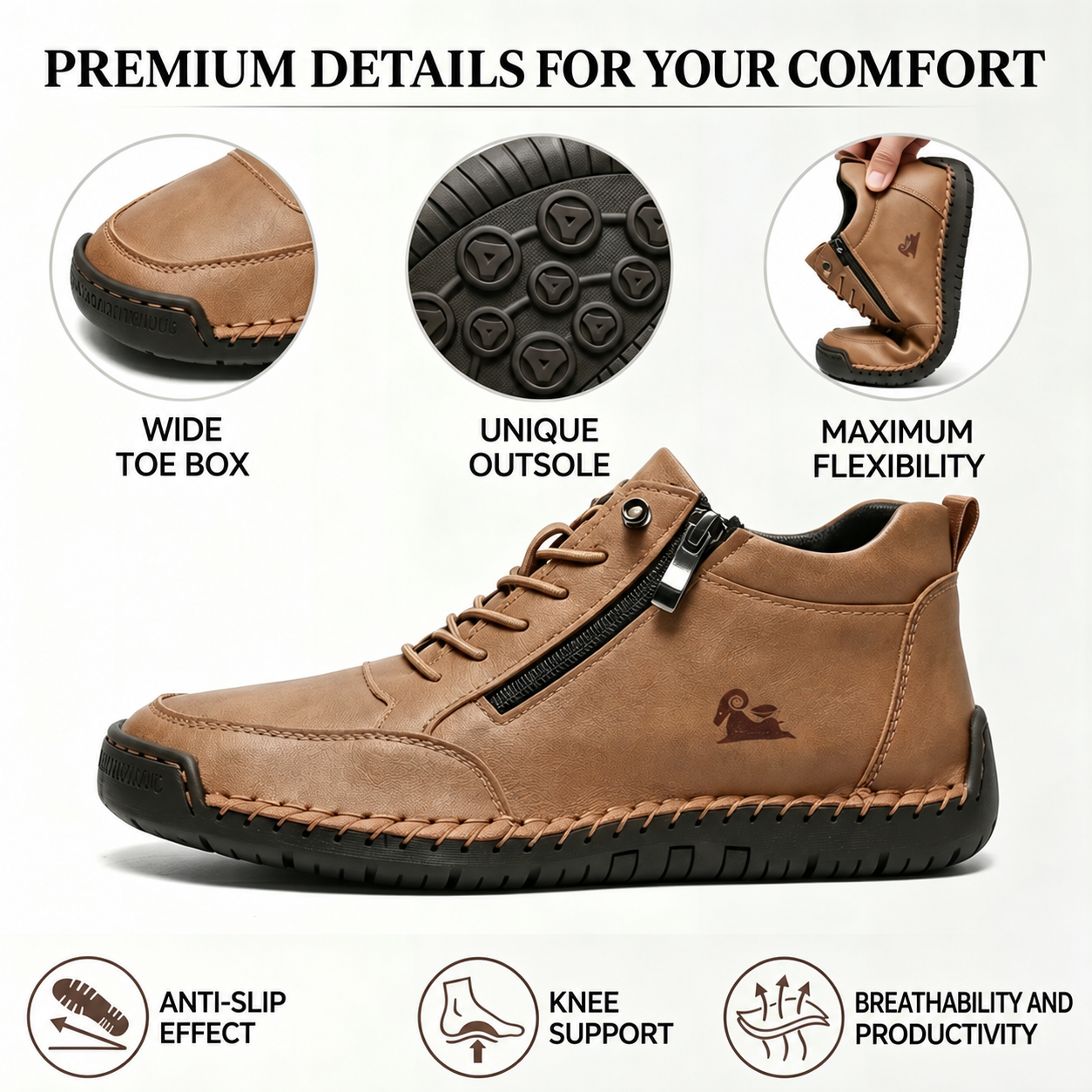 LAST DAY🔥 50% off –FREE SHIPPING Don't miss out! Calfskin orthopedic shoes – durable, slip-resistant & waterproof. Arch support & pain relief. Unisex.