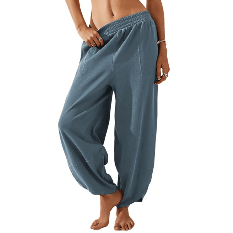 2026 Womens 450g Baggy Wide Leg Pants Casual Elastic Waisted Palazzo Harem Pants with Pockets