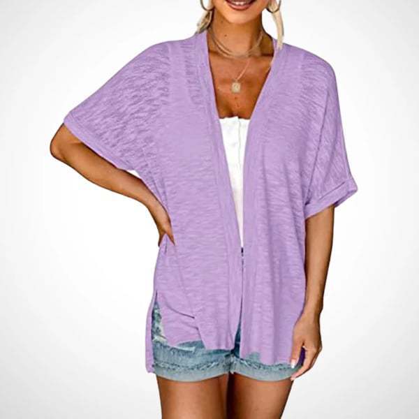 🔥 Hot sale – final day! 2026 Summer Womens Lightweight Cardigan Short Sleeve Open Front Beach Coverup Vacation Outdoorfun Comfort Casual Loose Minimalist Basic Batwing Shortsleeve Tops Womenswear