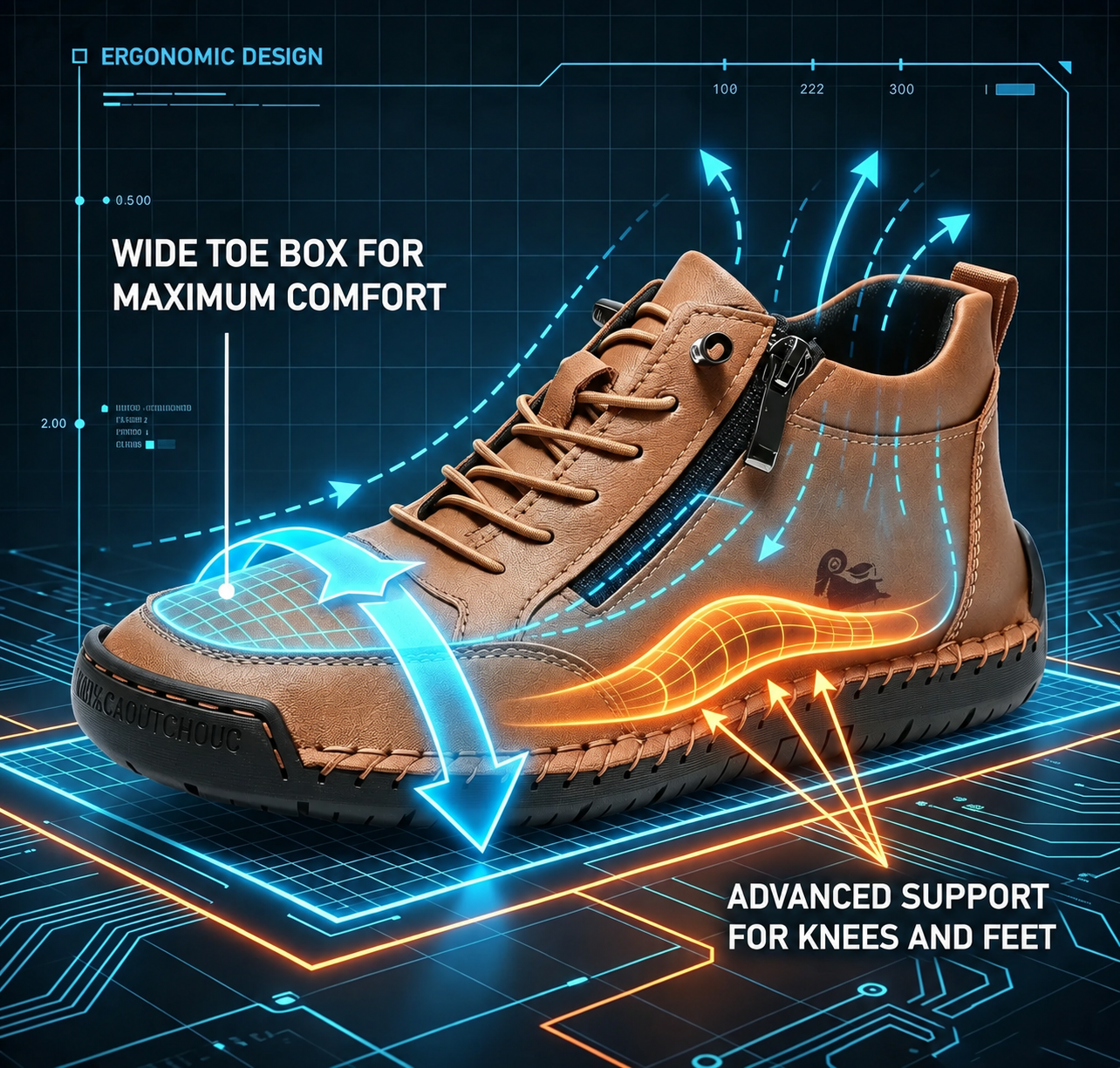 Connwan supportive footwear construction