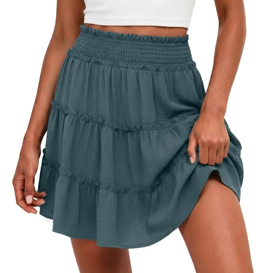 65K+ SOLD!✨🔥Women's Boho Floral Skorts, Flowy Tiered Ruffle Elastic-Waist Bottoms with Built-in Shorts and Pockets, Casual Style