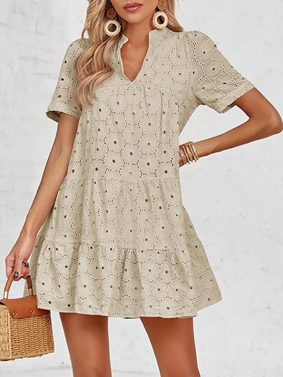 2026 Last Day – 50% Off! Women’s Summer Lace Dresses Eyelet Casual Flowy Babydoll Swing