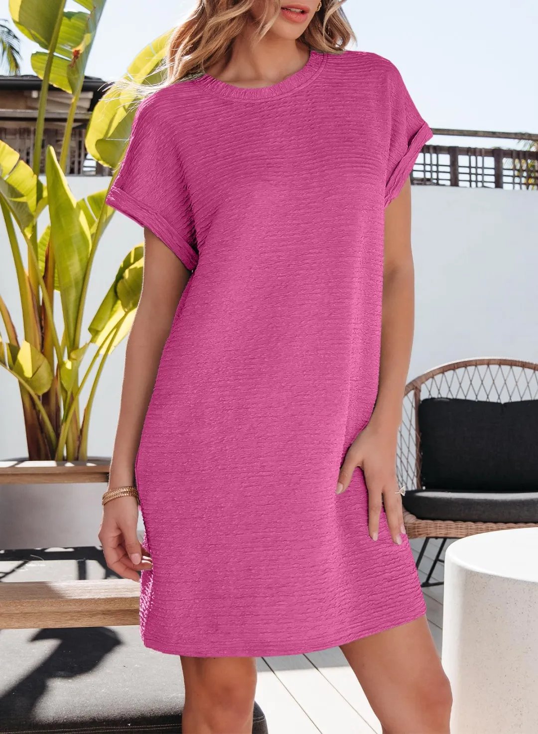 2026 New Women's Lightweight Summer Short Sleeve Dress with Pockets