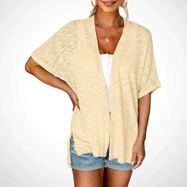 🔥 Hot sale – final day! 2026 Summer Womens Lightweight Cardigan Short Sleeve Open Front Beach Coverup Vacation Outdoorfun Comfort Casual Loose Minimalist Basic Batwing Shortsleeve Tops Womenswear