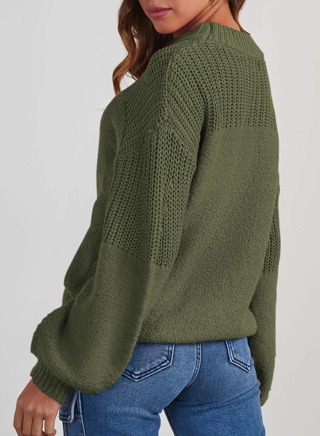 Last Day – 50% Off!🥇🔥Women's Casual Long Sleeve Loose Crewneck Knit Solid Sweaters