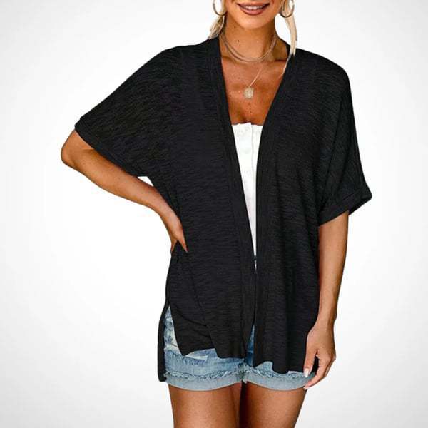 🔥 Hot sale – final day! 2026 Summer Womens Lightweight Cardigan Short Sleeve Open Front Beach Coverup Vacation Outdoorfun Comfort Casual Loose Minimalist Basic Batwing Shortsleeve Tops Womenswear