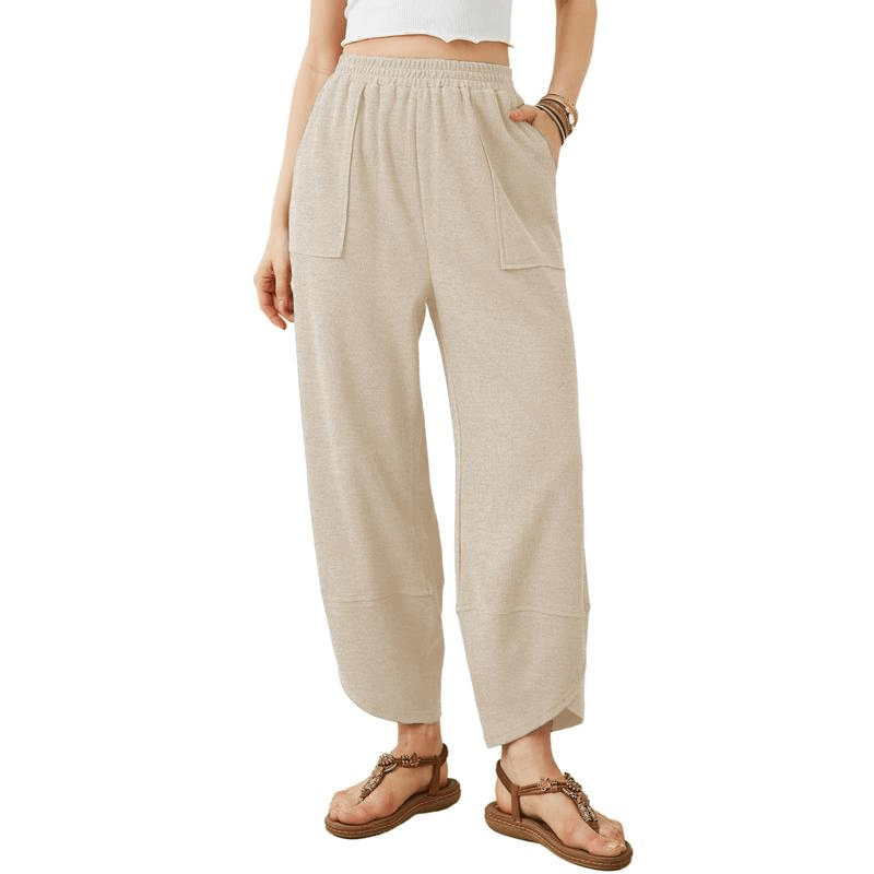 2026 Womens 450g Baggy Wide Leg Pants Casual Elastic Waisted Palazzo Harem Pants with Pockets