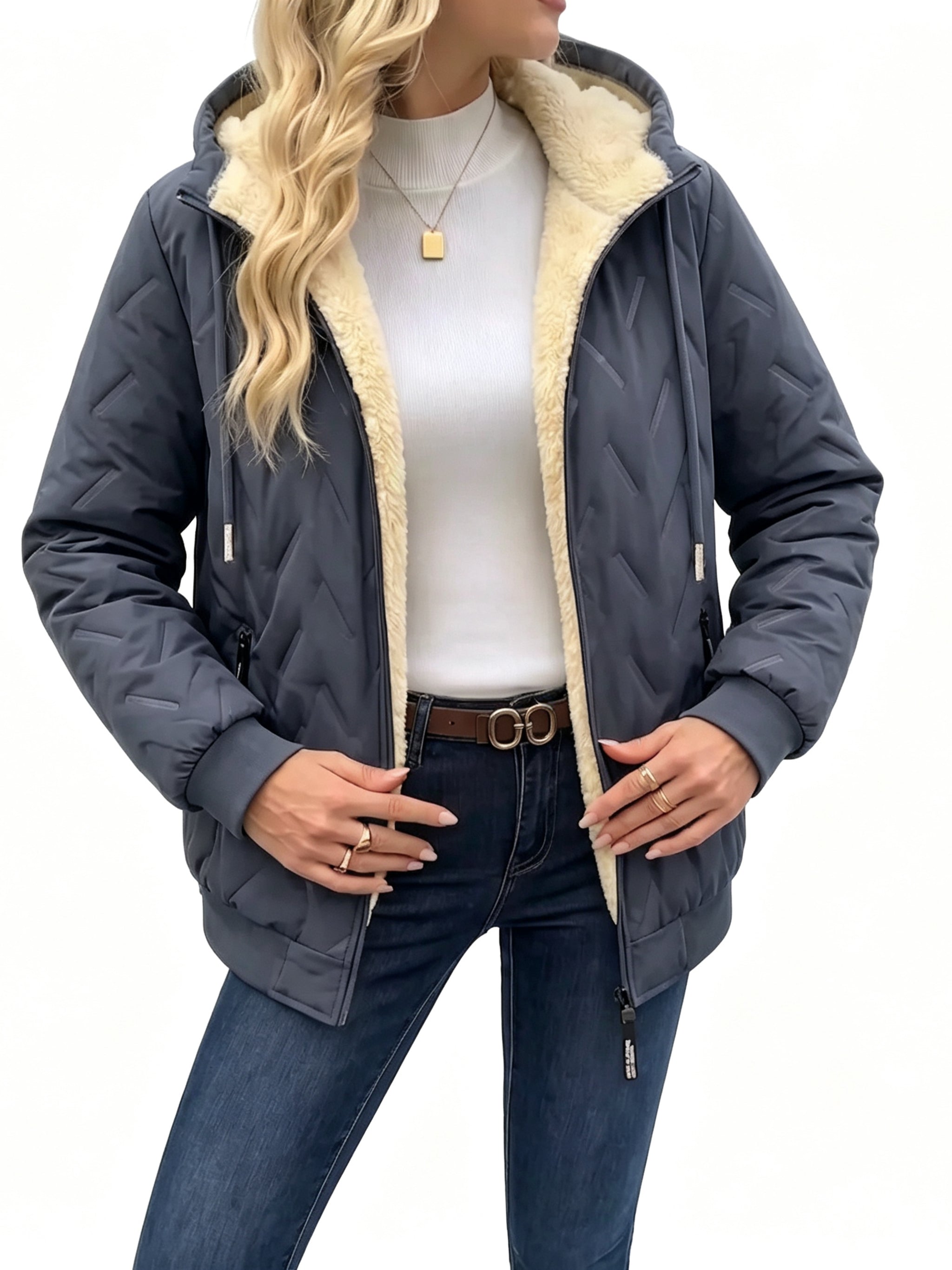 2026 Last Day – 50% Off! Women Winter Hooded Adjustable Drawstring Jacket 