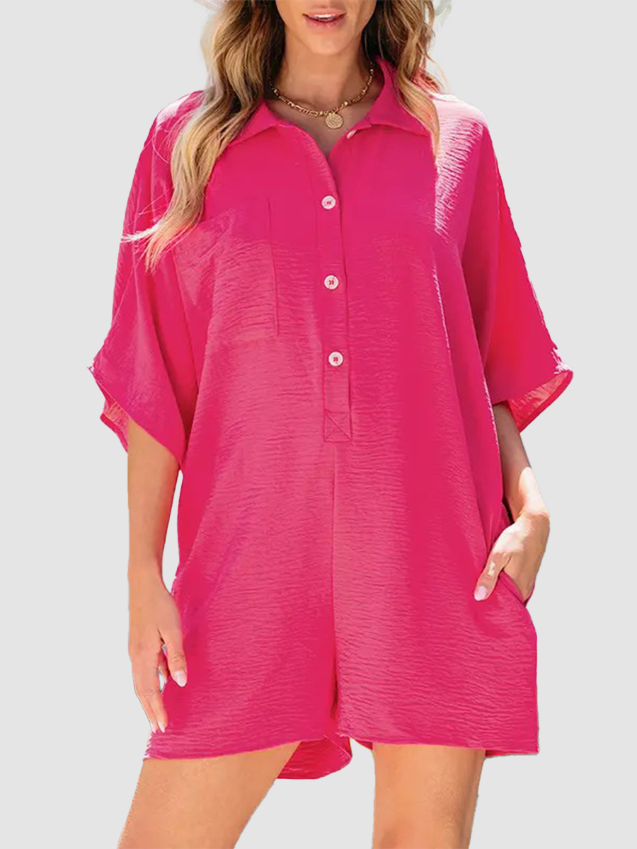 Last Day – 50% Off!🥇🔥Half Button Collared Loose Romper