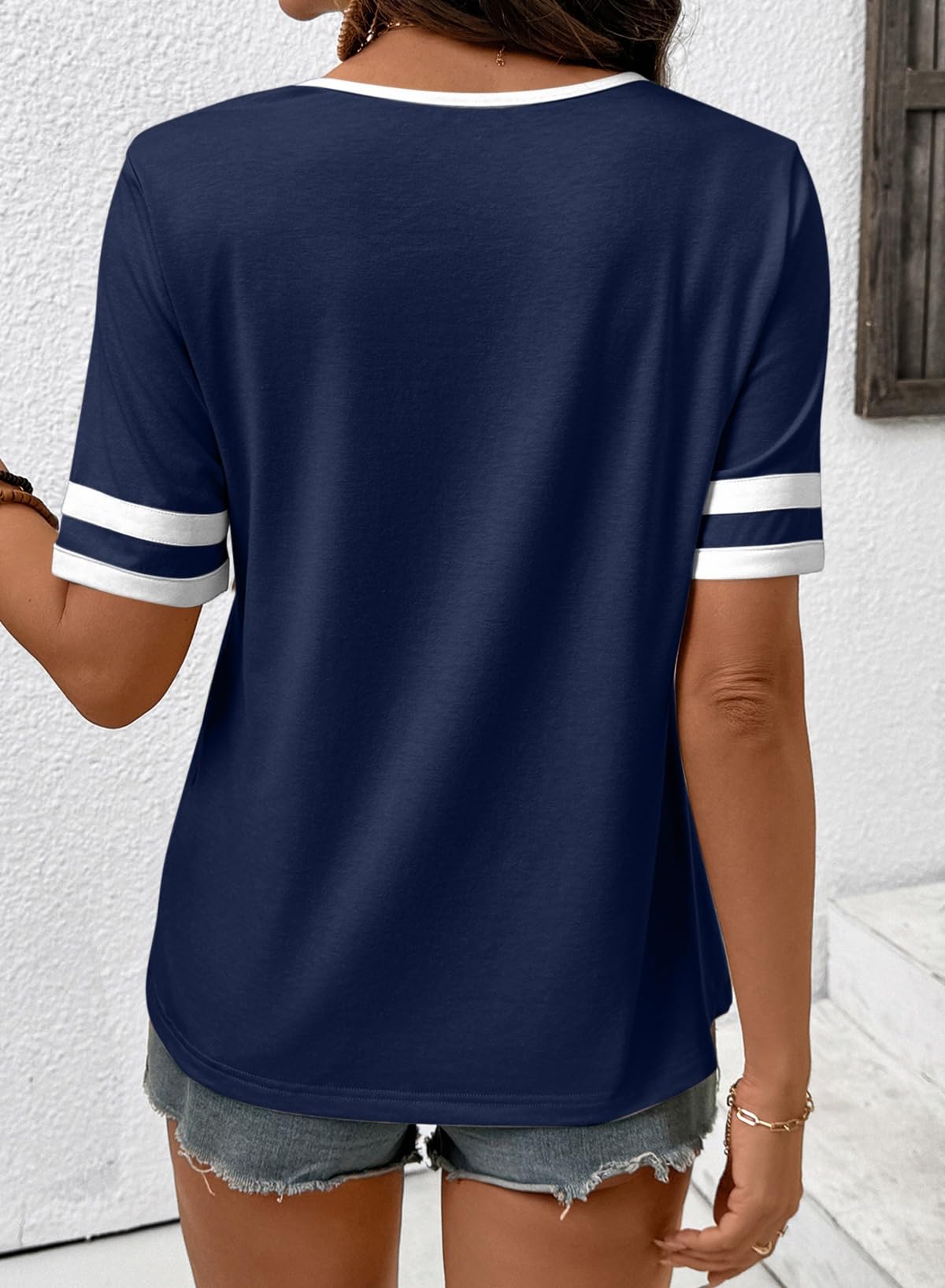 Last Day of 10th Anniversary Sale! 2026 Spring/Summer Women's Casual Colorblock V-Neck T-Shirt