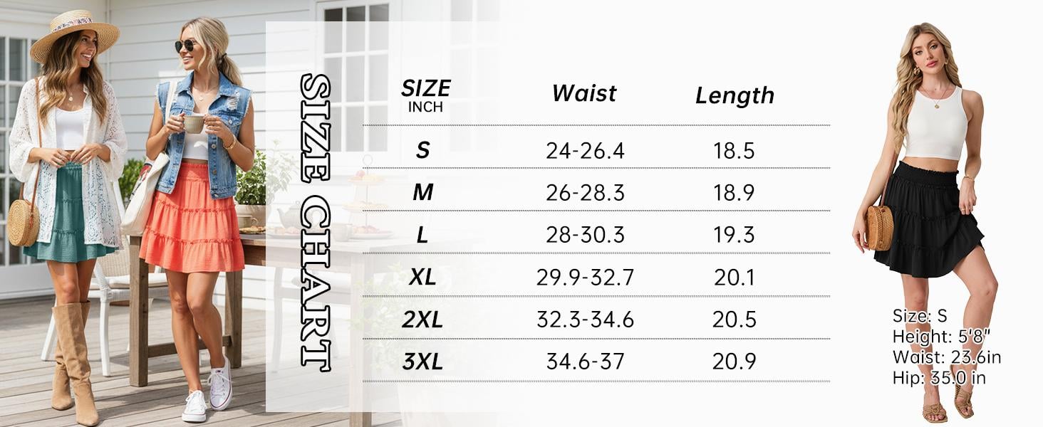 Lepunuo Women's Boho Floral Skorts, Flowy Tiered Ruffle Elastic-Waist Bottoms with Built-in Shorts and Pockets, Casual Style