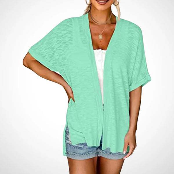🔥 Hot sale – final day! 2026 Summer Womens Lightweight Cardigan Short Sleeve Open Front Beach Coverup Vacation Outdoorfun Comfort Casual Loose Minimalist Basic Batwing Shortsleeve Tops Womenswear