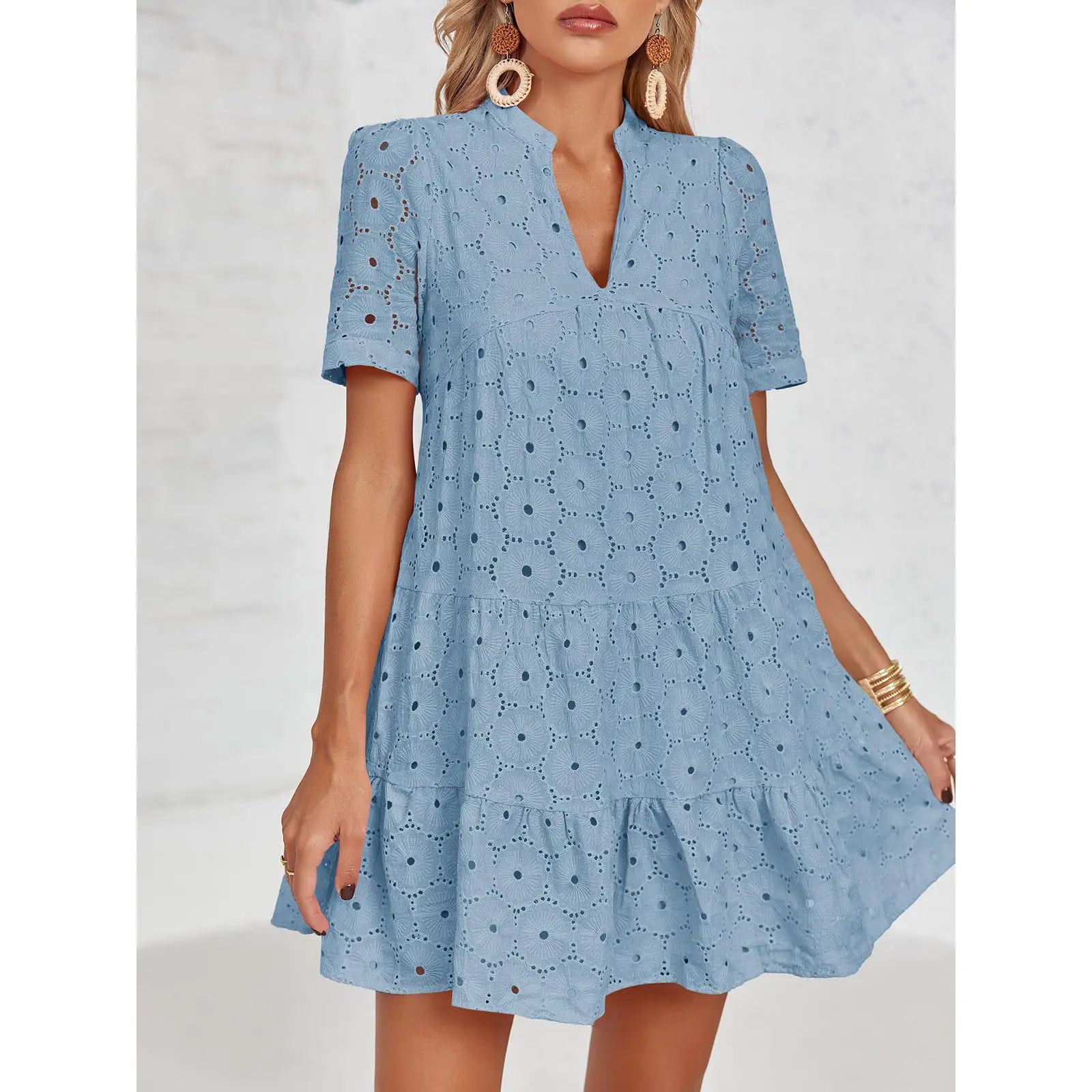 2026 Last Day – 50% Off! Women’s Summer Lace Dresses Eyelet Casual Flowy Babydoll Swing