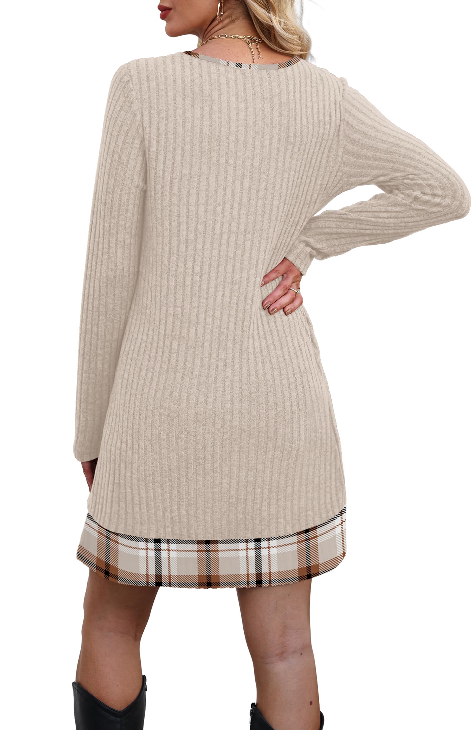 Limited-Time Offer: 50% Off!✨Fashion Fall Dresses for Women 2026 Long Sleeve Sweater Dress Color Block 