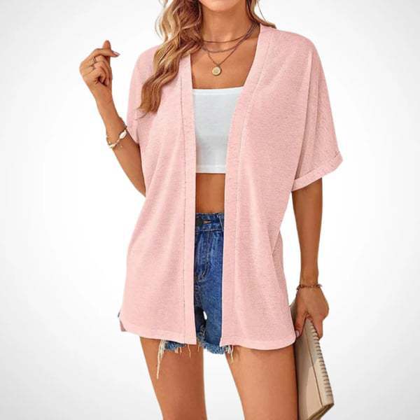 🔥 Hot sale – final day! 2026 Summer Womens Lightweight Cardigan Short Sleeve Open Front Beach Coverup Vacation Outdoorfun Comfort Casual Loose Minimalist Basic Batwing Shortsleeve Tops Womenswear