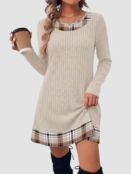 Limited-Time Offer: 50% Off!✨Fashion Fall Dresses for Women 2026 Long Sleeve Sweater Dress Color Block 