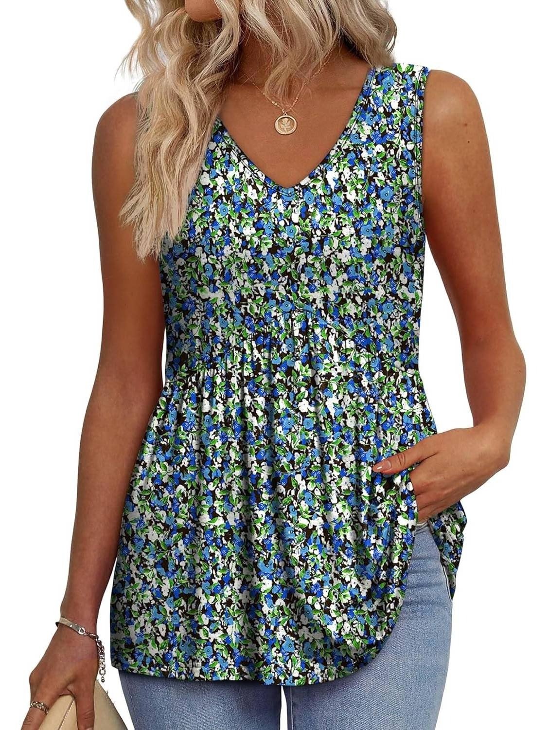🔥New Arrival 50% OFF🔥Women Dressy Sleeveless V Neck Babydoll Tank Tops 