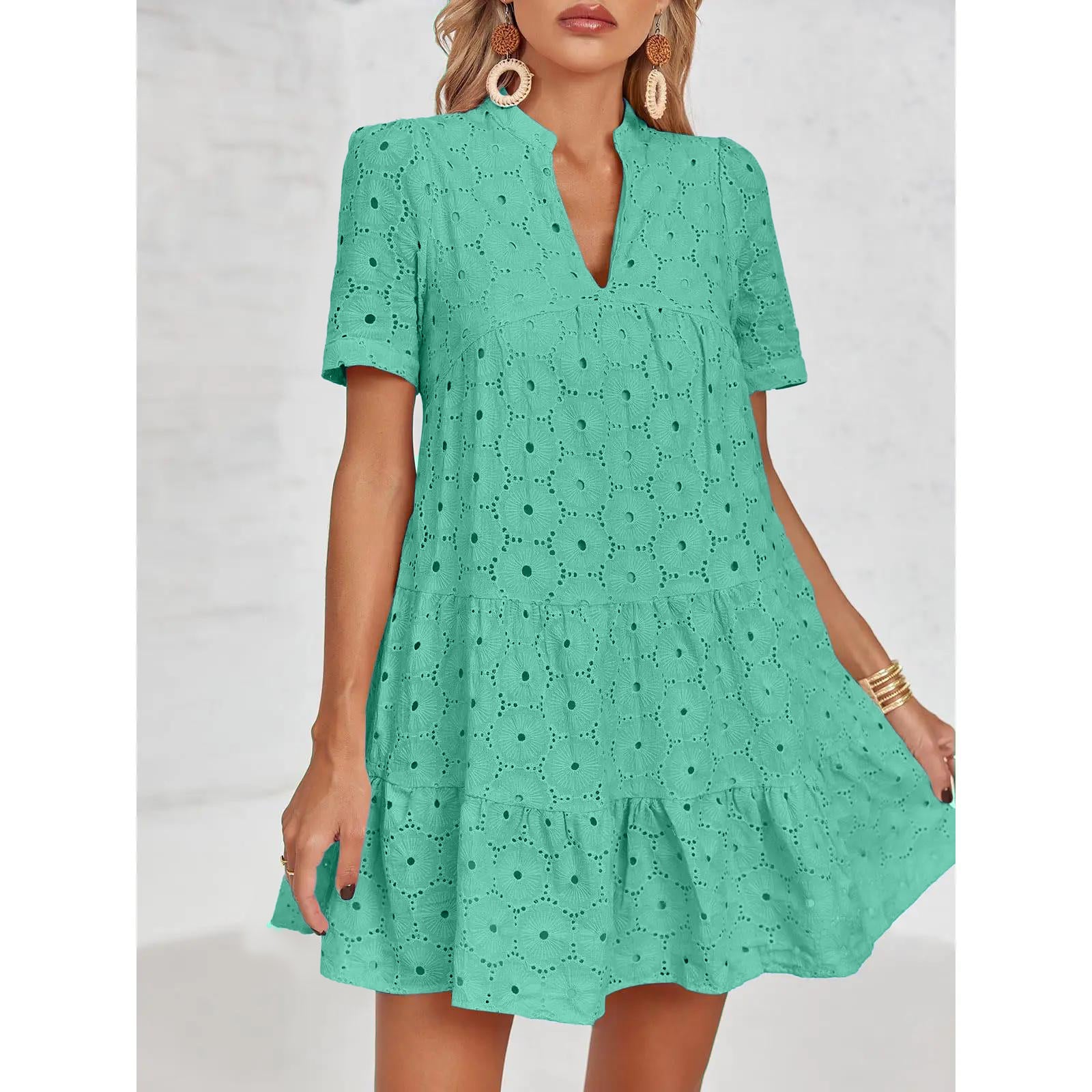 2026 Last Day – 50% Off! Women’s Summer Lace Dresses Eyelet Casual Flowy Babydoll Swing