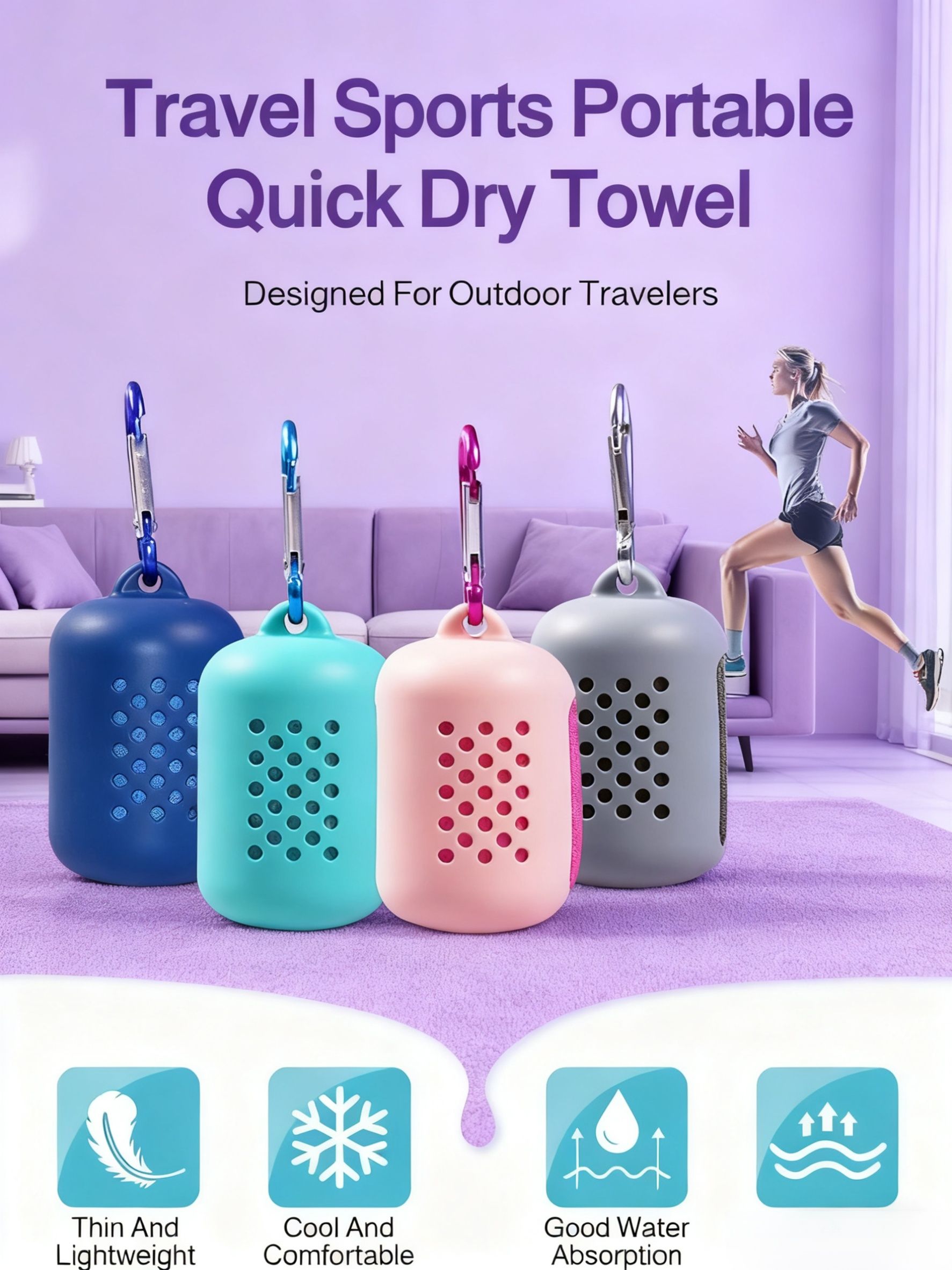 Portable Quick-Dry Sports Towel rolled up for travel