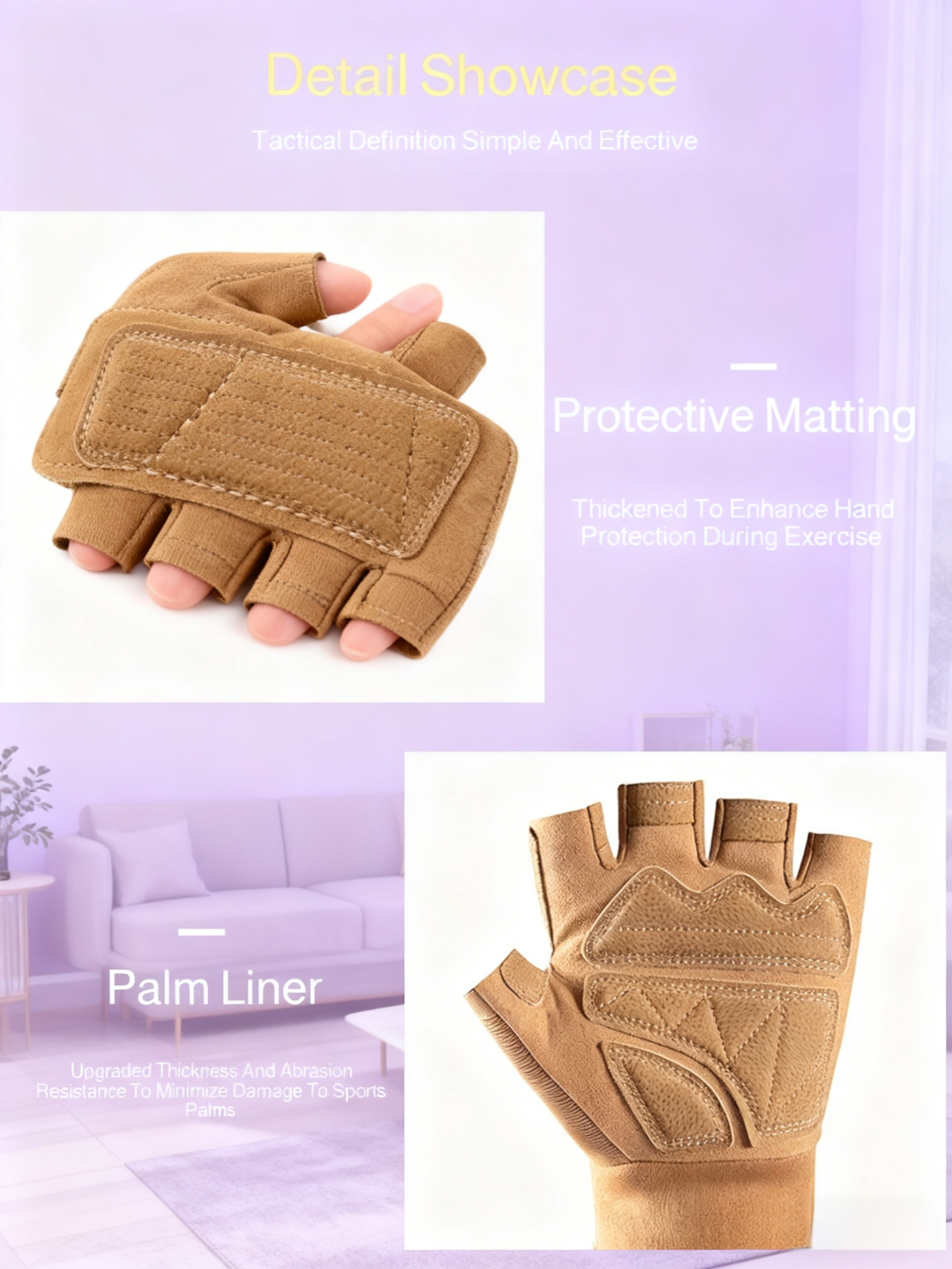 Close-up of reinforced stitching on training gloves