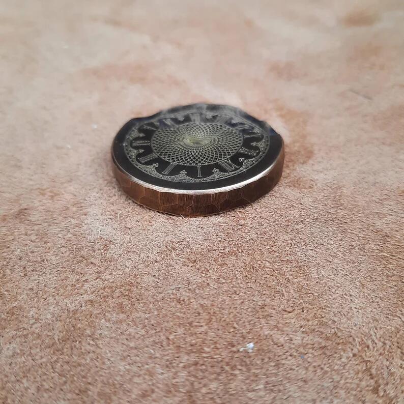 Memento Mori EDC pocket coin with vintage clock