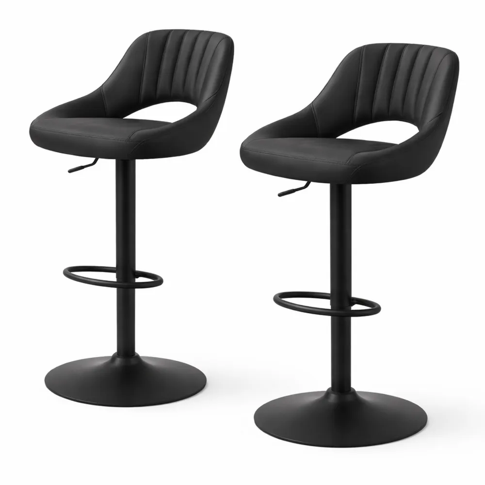 Tabourets de bar réglables en hauteur et pivotants à 360°, similicuir anthracite