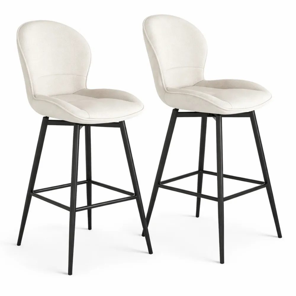 Lot de 2 tabourets pivotants de cuisine 75 cm avec dossier rembourré