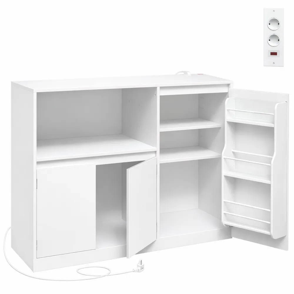 Buffet de Cuisine avec Étagère Micro-onde et Portes, Blanc