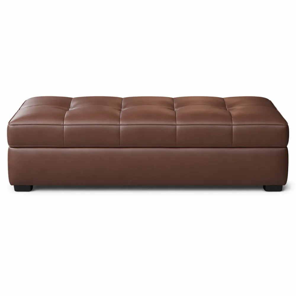 Banc de Rangement Multifonctionnel en Cuir Écologique avec Repose-Pieds