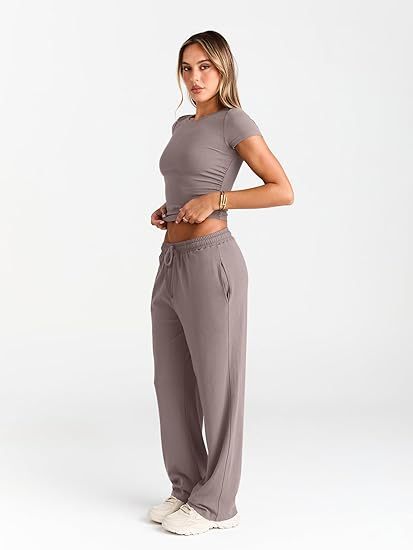 LOMON Women's Trendy 2 Piece Outfits Shorts Sets Summer Crew Neck Sleeveless Tank Top and Bottom Matching with Pockets 2026